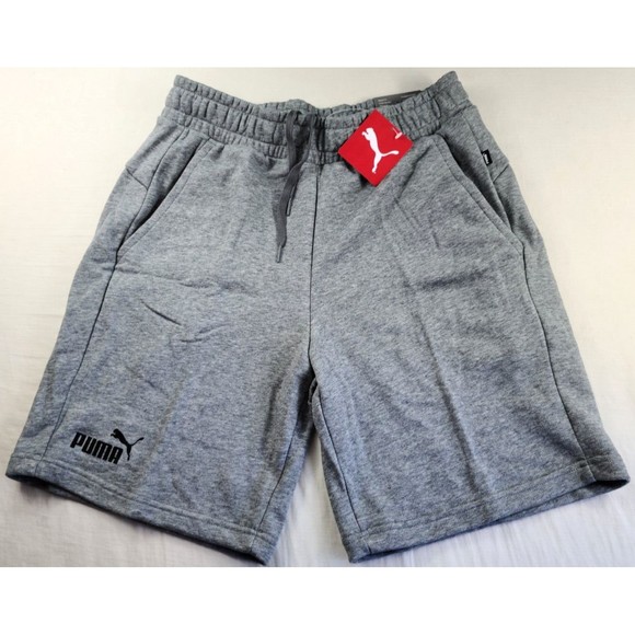 PUMA Essential Men's Sweat Bermuda Shorts Large Gray Regular Fit Cotton Terry - Picture 1 of 8
